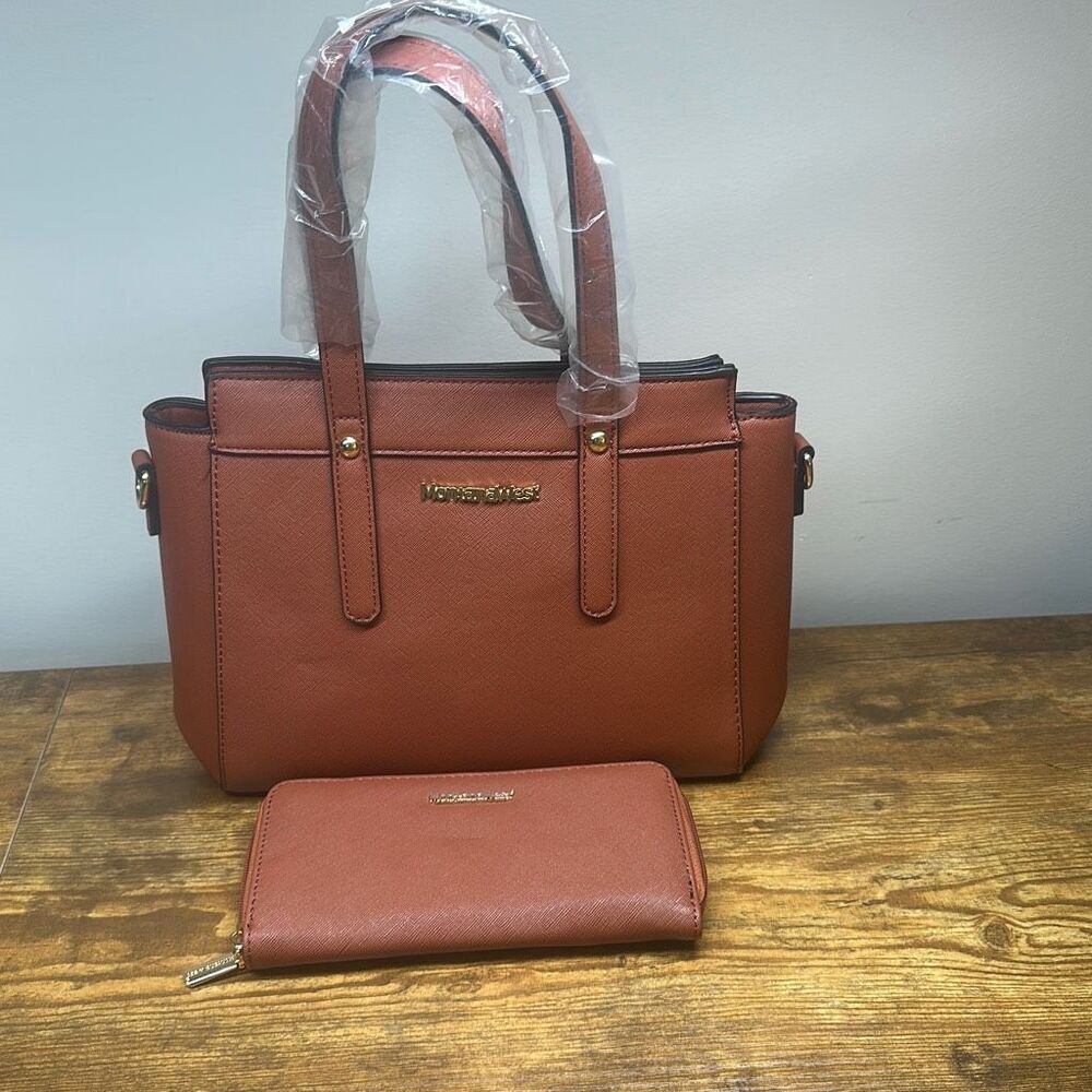 Montana West Faux Leather‎ Brown Bag Purse Handbag with Matching Wallet